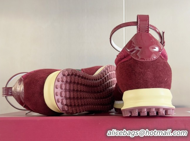Sumptuous Gucci Re-Motion Sneaker in Suede & GG Nylon 840291 Rosso Ancora Red