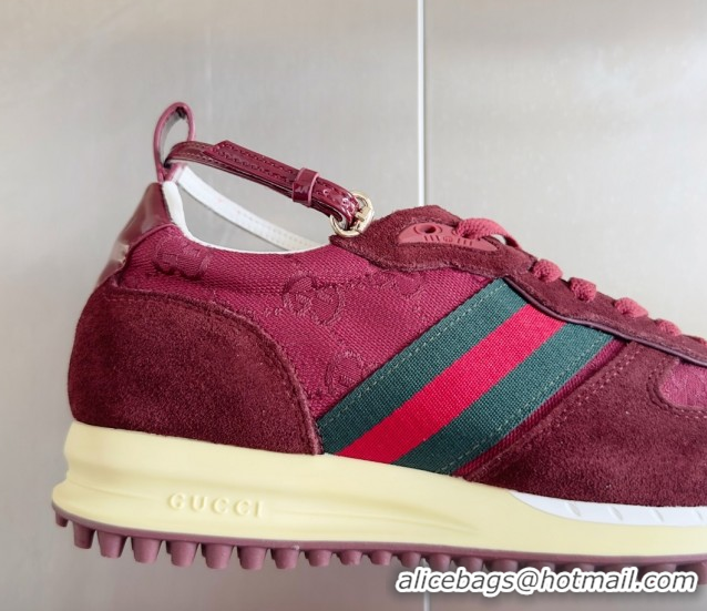 Sumptuous Gucci Re-Motion Sneaker in Suede & GG Nylon 840291 Rosso Ancora Red