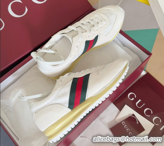 Sophisticated Gucci Re-Motion Sneaker in Suede & GG Nylon 840291 White