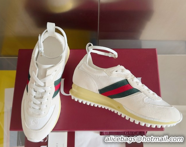 Sophisticated Gucci Re-Motion Sneaker in Suede & GG Nylon 840291 White