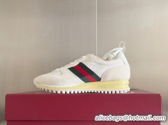 Sophisticated Gucci Re-Motion Sneaker in Suede & GG Nylon 840291 White
