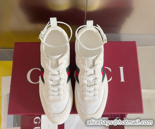 Sophisticated Gucci Re-Motion Sneaker in Suede & GG Nylon 840291 White