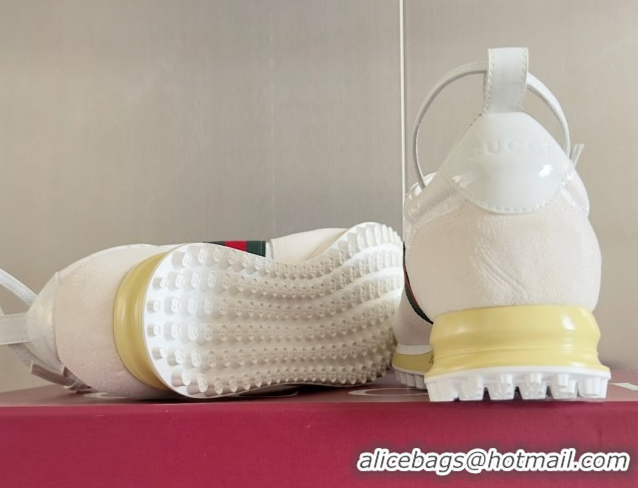 Sophisticated Gucci Re-Motion Sneaker in Suede & GG Nylon 840291 White