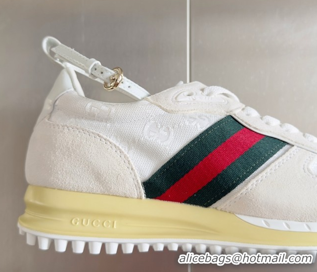 Sophisticated Gucci Re-Motion Sneaker in Suede & GG Nylon 840291 White