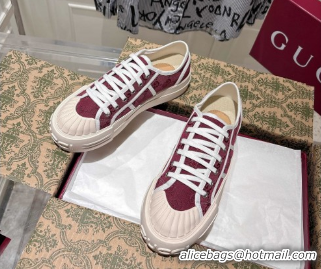 Unique Style Gucci Chunky Platform Sneakers in GG Canvas Rosso Ancora Red 831825