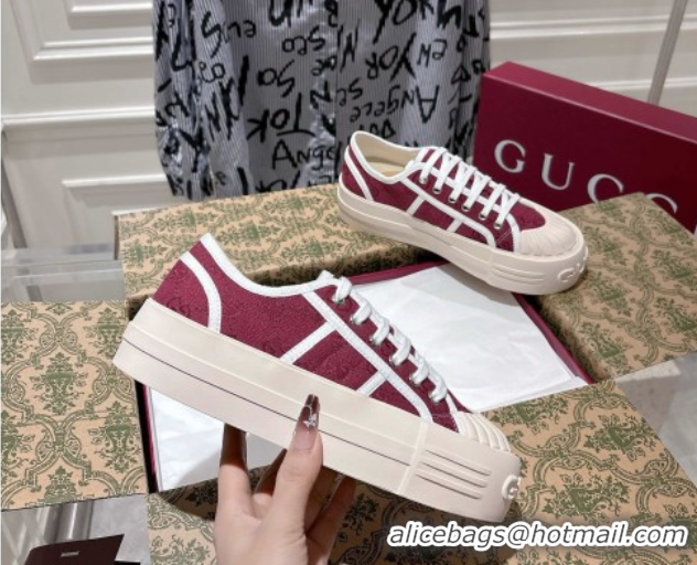Unique Style Gucci Chunky Platform Sneakers in GG Canvas Rosso Ancora Red 831825
