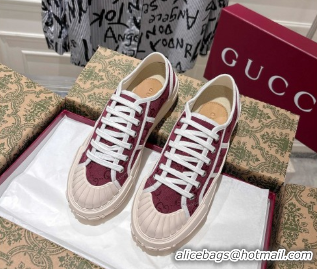 Unique Style Gucci Chunky Platform Sneakers in GG Canvas Rosso Ancora Red 831825