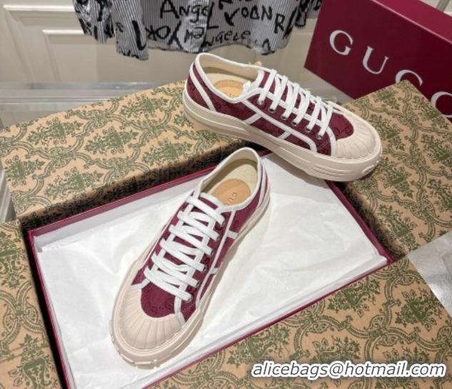 Unique Style Gucci Chunky Platform Sneakers in GG Canvas Rosso Ancora Red 831825