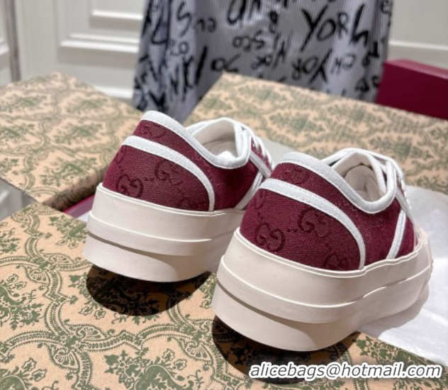 Unique Style Gucci Chunky Platform Sneakers in GG Canvas Rosso Ancora Red 831825