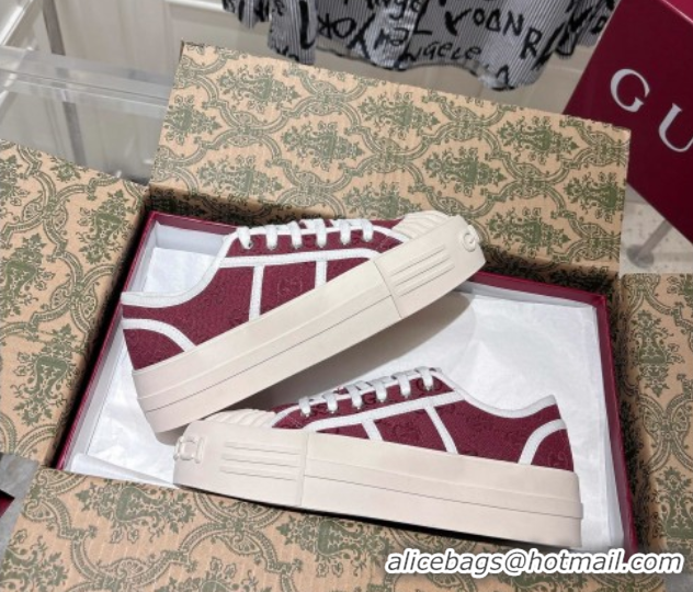 Unique Style Gucci Chunky Platform Sneakers in GG Canvas Rosso Ancora Red 831825