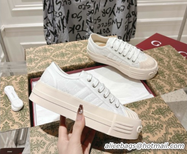 Duplicate Gucci Chunky Platform Sneakers in GG Canvas White 2025 831825
