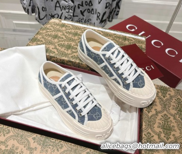 Best Price Gucci Chunky Platform Sneakers in GG Denim Dark Blue 2025 831825