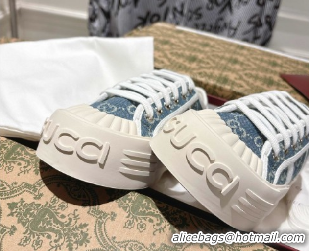 Best Price Gucci Chunky Platform Sneakers in GG Denim Dark Blue 2025 831825