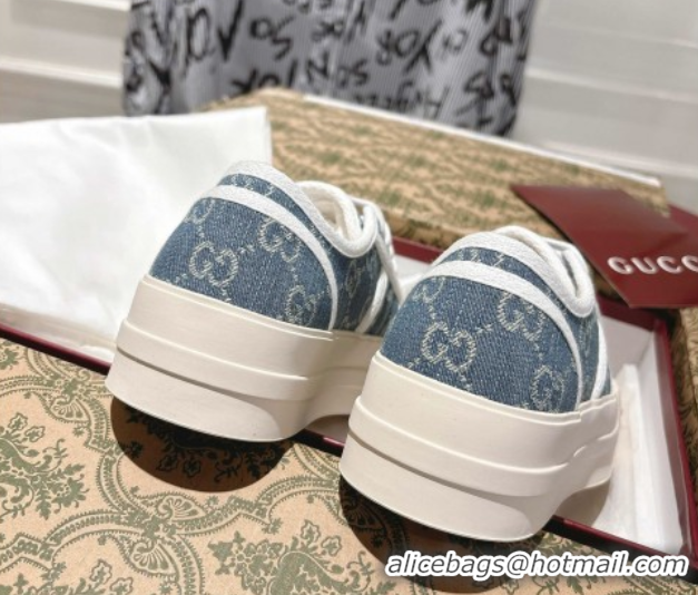 Best Price Gucci Chunky Platform Sneakers in GG Denim Dark Blue 2025 831825