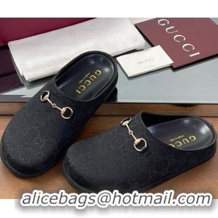Classic Hot Gucci GG Canvas Mules with Horsebit Black 0609068