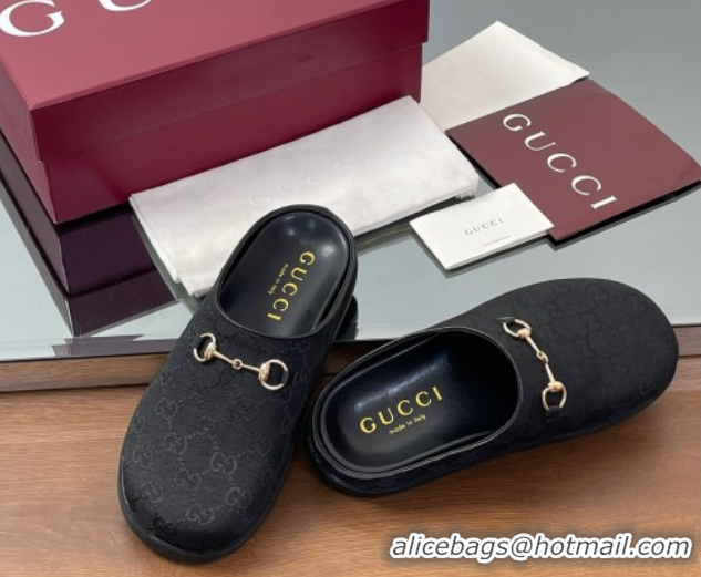 Classic Hot Gucci GG Canvas Mules with Horsebit Black 0609068