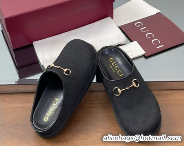 Classic Hot Gucci GG Canvas Mules with Horsebit Black 0609068
