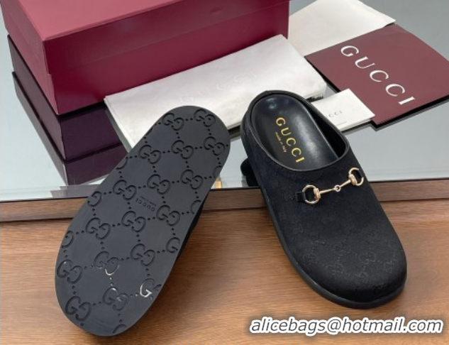 Classic Hot Gucci GG Canvas Mules with Horsebit Black 0609068