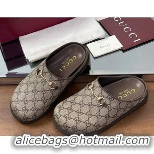 Good Quality Gucci GG Canvas Mules with Horsebit Beige 0609070