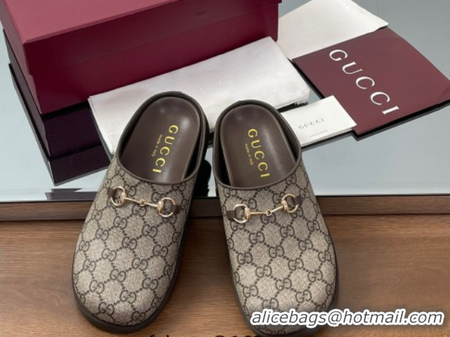 Good Quality Gucci GG Canvas Mules with Horsebit Beige 0609070