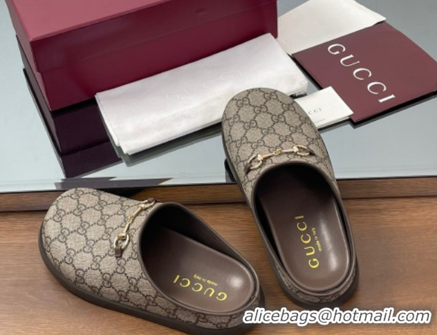 Good Quality Gucci GG Canvas Mules with Horsebit Beige 0609070