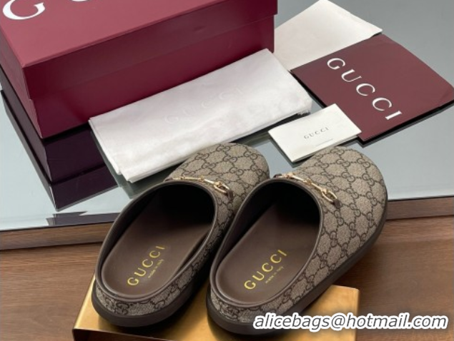 Good Quality Gucci GG Canvas Mules with Horsebit Beige 0609070
