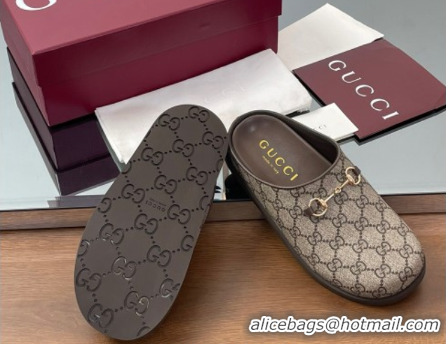 Good Quality Gucci GG Canvas Mules with Horsebit Beige 0609070