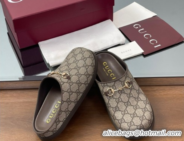 Good Quality Gucci GG Canvas Mules with Horsebit Beige 0609070