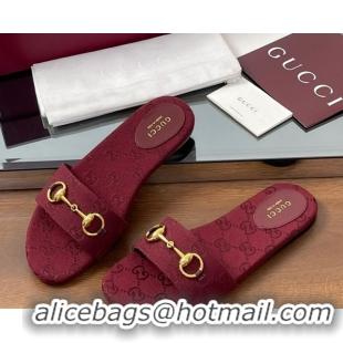 Low Price Gucci GG Canvas Flat Slides Sandal with Horsebit Red 0609076
