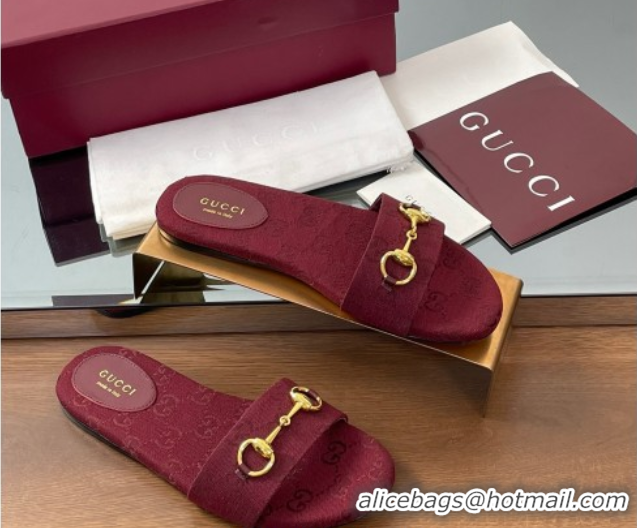 Low Price Gucci GG Canvas Flat Slides Sandal with Horsebit Red 0609076
