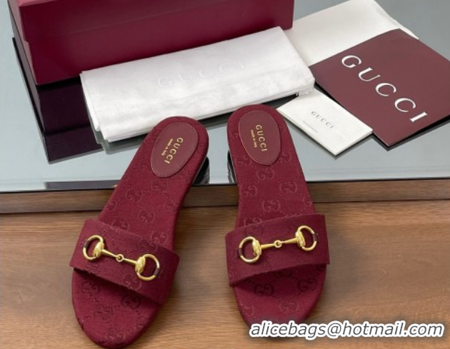 Low Price Gucci GG Canvas Flat Slides Sandal with Horsebit Red 0609076