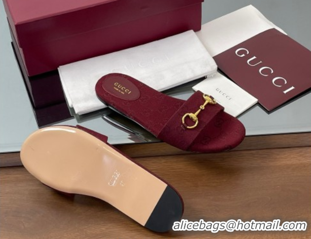 Low Price Gucci GG Canvas Flat Slides Sandal with Horsebit Red 0609076