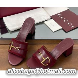 Trendy Design Gucci Heel Slides Sandal 5.5cm in Suede Trim and Lambskin with Horsebit Red 0609088