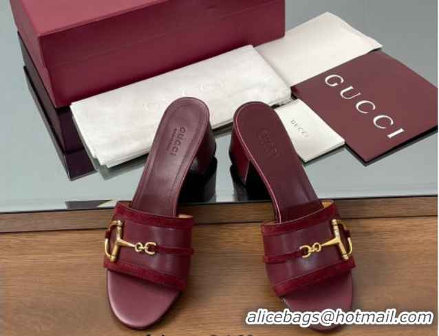 Trendy Design Gucci Heel Slides Sandal 5.5cm in Suede Trim and Lambskin with Horsebit Red 0609088