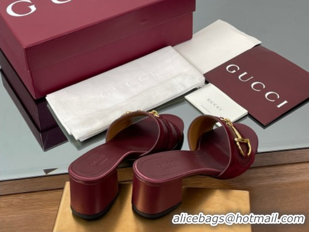 Trendy Design Gucci Heel Slides Sandal 5.5cm in Suede Trim and Lambskin with Horsebit Red 0609088