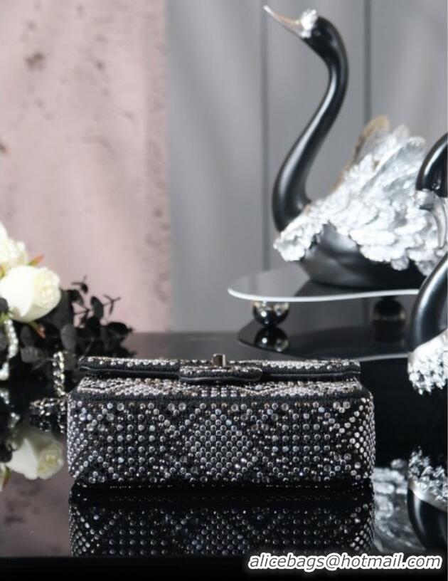 Famous Brand Chanel Allover Strass & Fabric Classic Mini Flap Bag A69900 Black 2025
