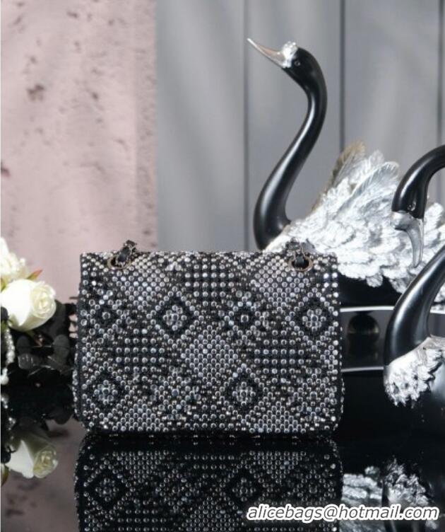 Famous Brand Chanel Allover Strass & Fabric Classic Mini Flap Bag A69900 Black 2025