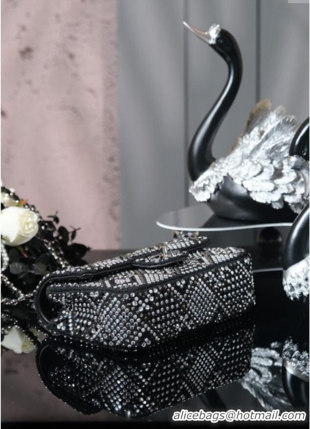 Famous Brand Chanel Allover Strass & Fabric Classic Mini Flap Bag A69900 Black 2025