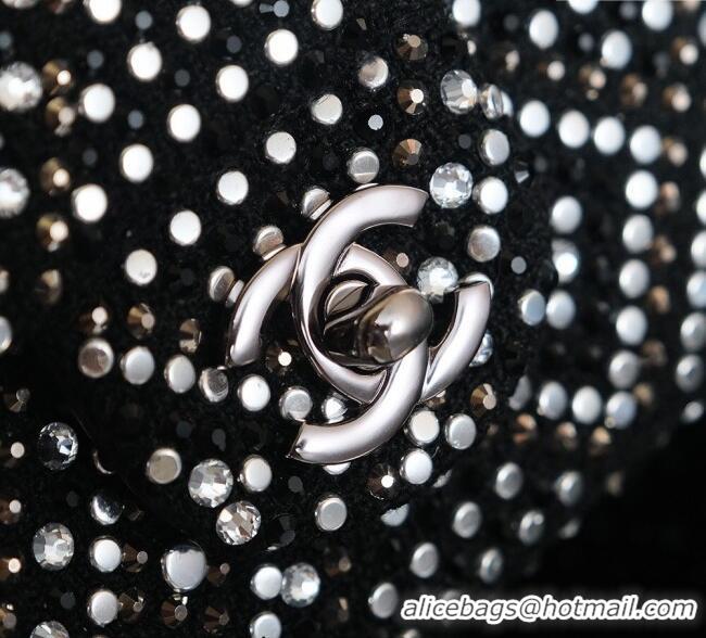 Famous Brand Chanel Allover Strass & Fabric Classic Mini Flap Bag A69900 Black 2025