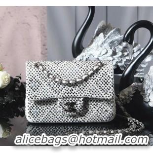 Top Quality Chanel Allover Strass & Fabric Classic Mini Flap Bag A69900 White 2025