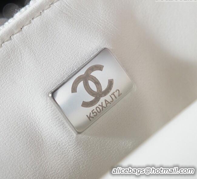 Top Quality Chanel Allover Strass & Fabric Classic Mini Flap Bag A69900 White 2025