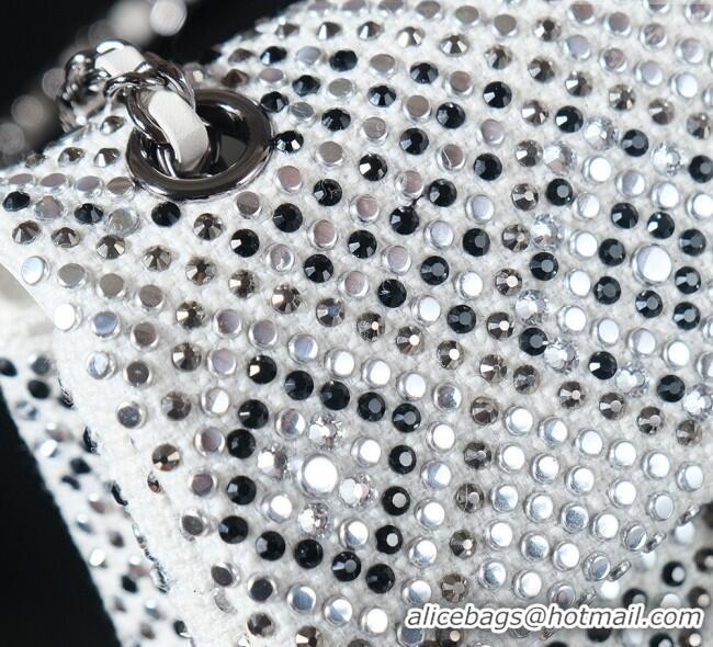 Top Quality Chanel Allover Strass & Fabric Classic Mini Flap Bag A69900 White 2025