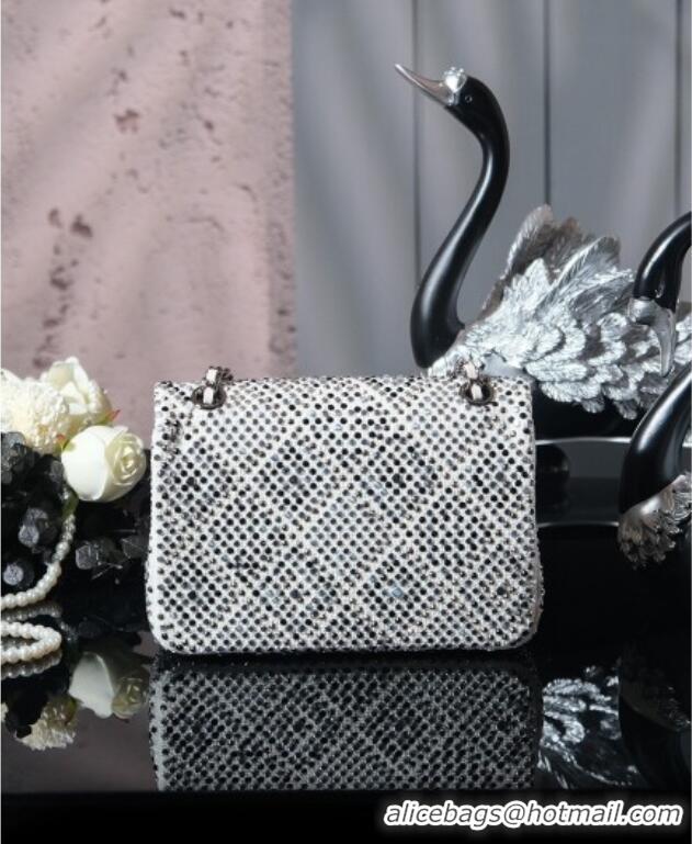 Top Quality Chanel Allover Strass & Fabric Classic Mini Flap Bag A69900 White 2025