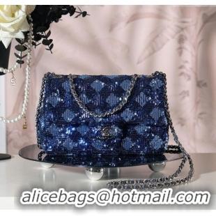 Discount Chanel Allover Sequins Classic Mini Flap Bag A69900 Blue 2025