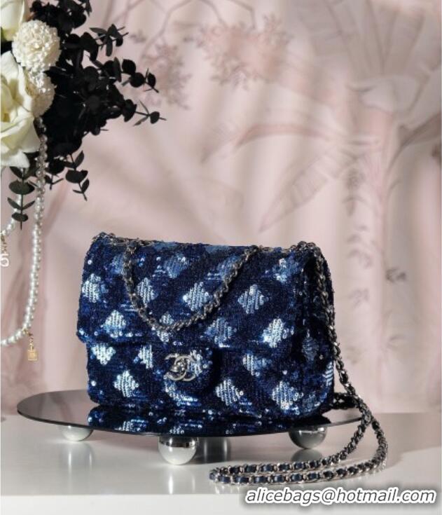 Discount Chanel Allover Sequins Classic Mini Flap Bag A69900 Blue 2025