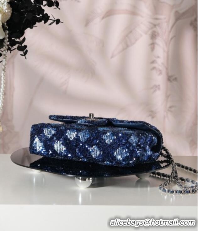 Discount Chanel Allover Sequins Classic Mini Flap Bag A69900 Blue 2025