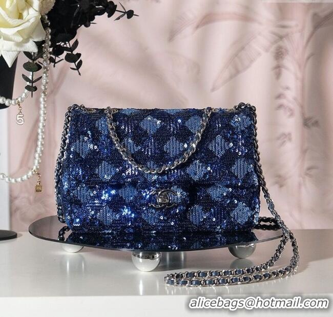 Discount Chanel Allover Sequins Classic Mini Flap Bag A69900 Blue 2025