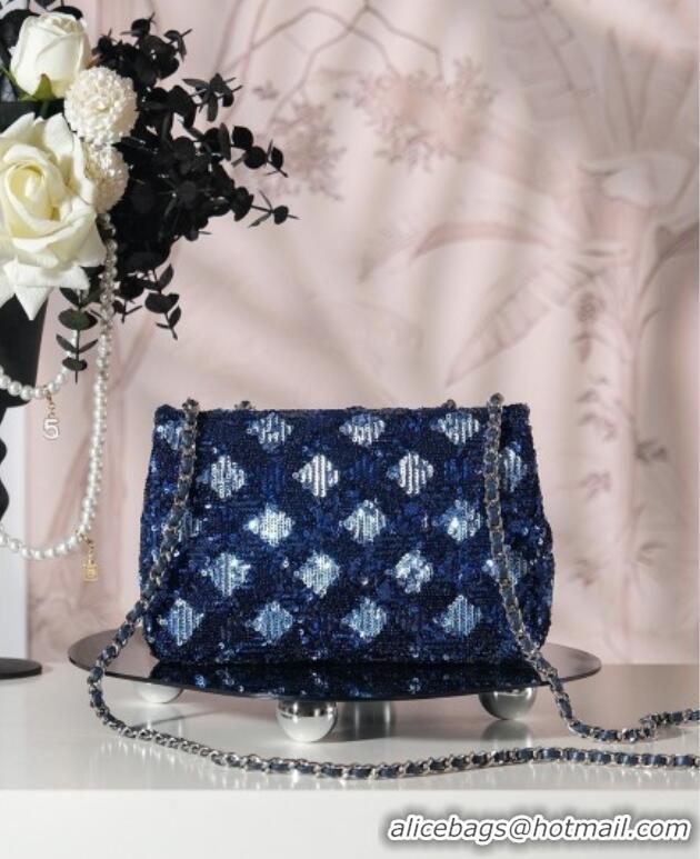 Discount Chanel Allover Sequins Classic Mini Flap Bag A69900 Blue 2025