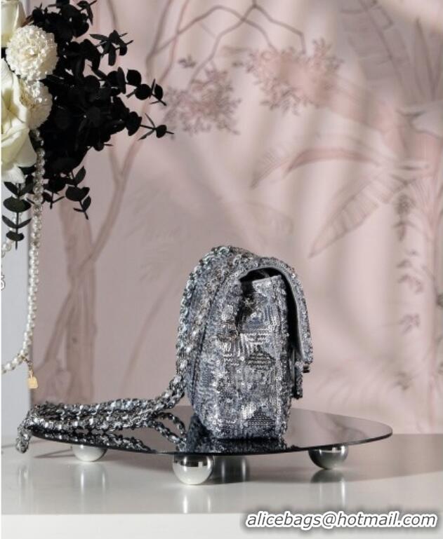 Good Taste Chanel Allover Sequins Classic Mini Flap Bag A69900 Silver 2025