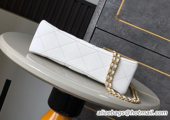Good Product Chanel Shiny Lambskin Small Shopping bag with Pearls AS5413 White 2025